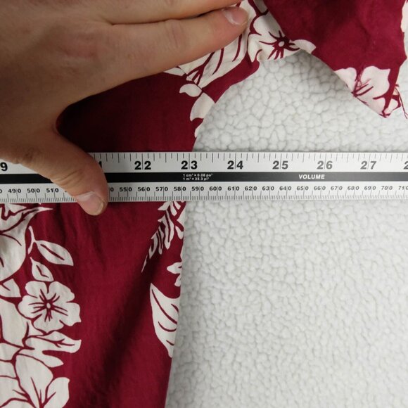 Hiko Hattie Shirt Mens Medium Red White Hawaiian Camp Floral Striped Tropical - Picture 6 of 9